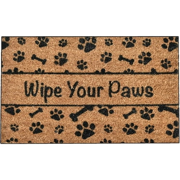 Dog Outdoor Welcome Mat Coir Doormat with Slogan Cat Dirt Trapper